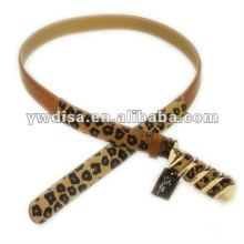 Plain Leather Belt With Leopard Buckle